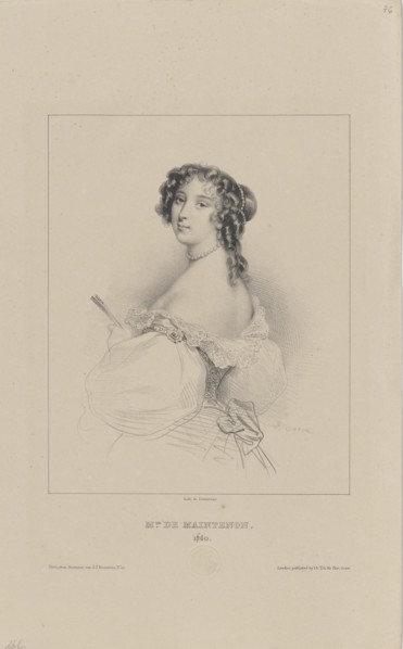 Françoise d'Aubigné, Marquise de Maintenon (1635-1719), 1830-1840s. Creator: Devéria, Achille (1800-1857).
