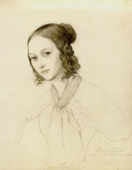 Portrait of Clara Wieck-Schumann (1819-1896), 1836. Creator: Leyser, Elwine von (1805-1885).