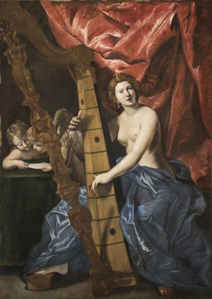 Venus playing the harp, c.1630. Creator: Lanfranco, Giovanni (1582-1647).