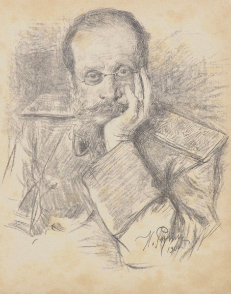 Portrait of the composer César Antonovich Cui (1835-1918), 1900. Creator: Repin, Ilya Yefimovich (1844-1930).
