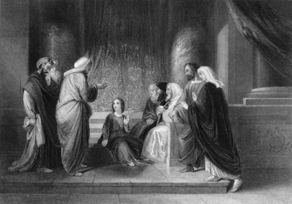 'They found him in the temple, sitting in the midst of the doctors', c1840. Creator: George Presbury.