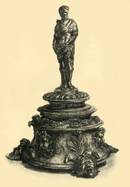Bronze inkstand with figurine of a Roman emperor, mid 16th century, (1881).  Creator: W. W. McCarty.