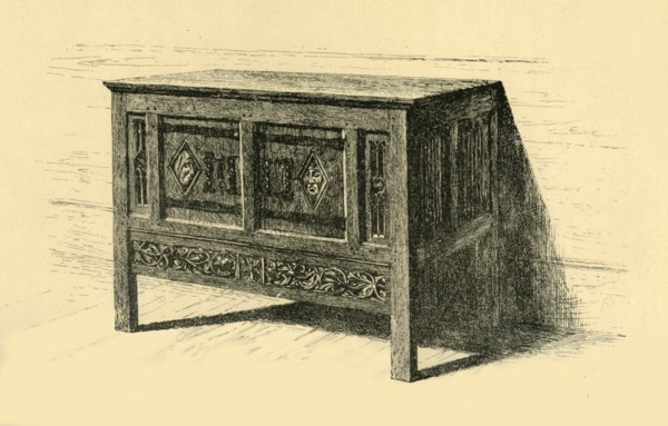 Oak chest, 1460-1480, (1881).  Creator: Frederick Albert Slocombe.