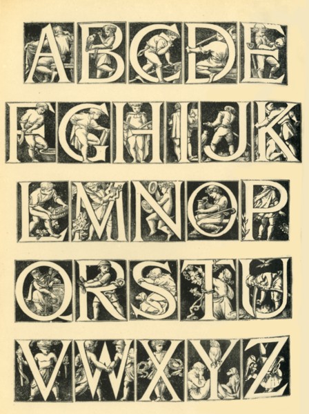 Alphabet design for tiles, 1864, (1881).  Creator: Unknown.