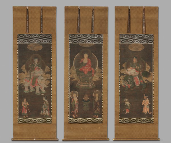 Shakyamuni Triad: Buddha Attended by Manjushri and Samantabhadra, late 1300s. Creator: Unknown.