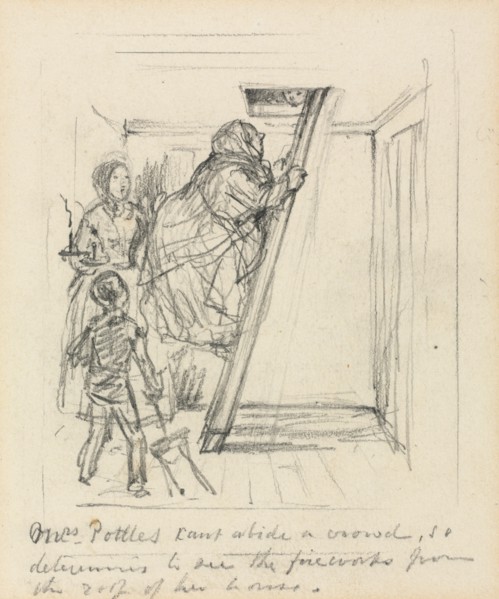 Mrs. Pottles cant abide a Crowd. Creator: John Leech (British, 1817-1864).