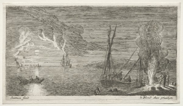 A Bonfire and Moonlight. Creator: Reinier Nooms (Dutch, c. 1623-1667).