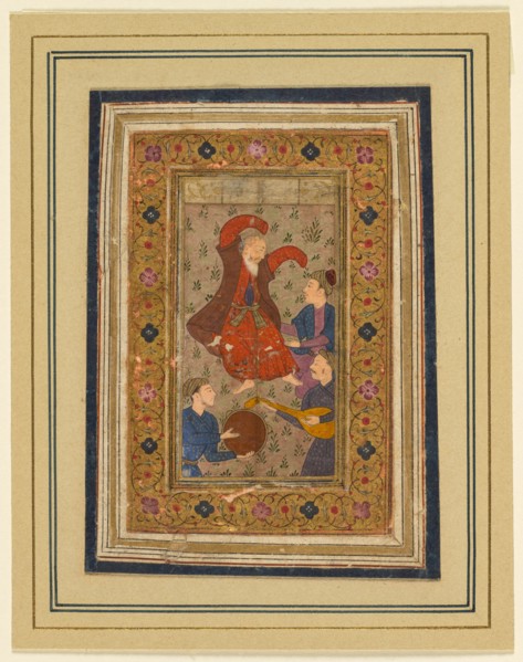 A dancing dervish and three musicians?(Persian, 1555-1591), 1637. Creator: Unknown.