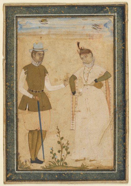 A European Couple, c. 1610-1627. Creator: Ali Riza, the Bodleian Painter (Indian), attributed to.