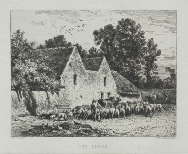 A Farmhouse. Creator: Charles-Émile Jacque (French, 1813-1894).