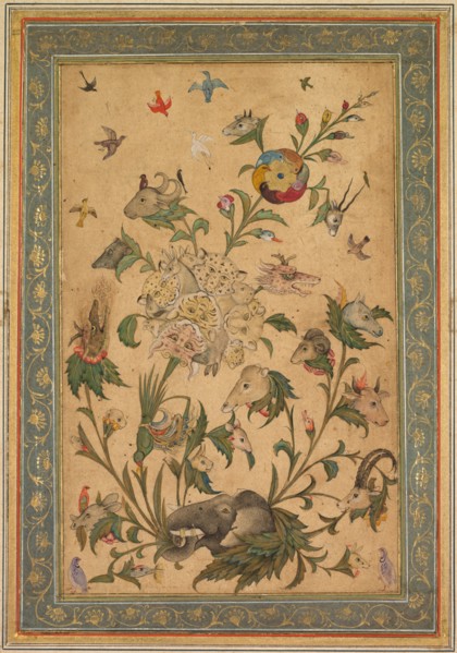 A floral fantasy of animals and birds (Waq-waq), early 1600s. Creator: Unknown.