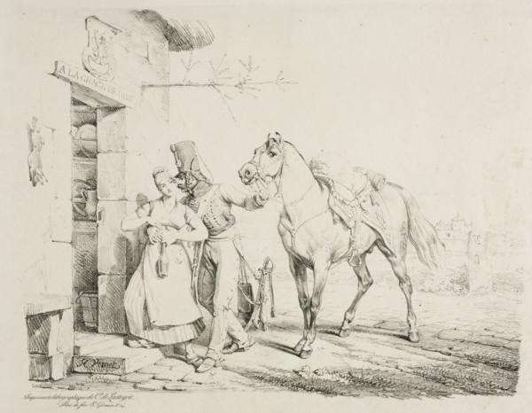 A Hussar Embracing a Servant. Creator: Horace Vernet (French, 1789-1863).