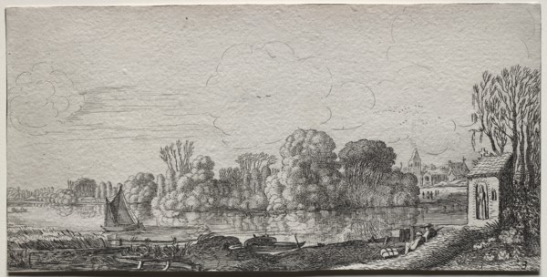 A Little Chapel by a Pond. Creator: Jan van de Velde (Dutch, 1620-1662).
