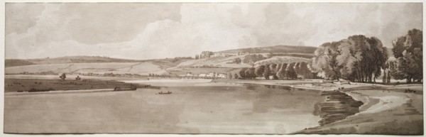 A Selection of Twenty of the Most Picturesque Views in Paris: View of Belle Vue & Pont de Sêve, 1802 Creator: Thomas Girtin (British, 1775-1802); Frederick Christian Lewis (British, 1779-1856).