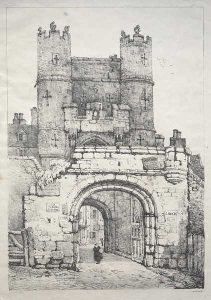 A Series of Ancient Buildings and Rural Cottages in the North of England: At York, Medieval Gate, 18 Creator: Samuel Prout (British, 1783-1852).