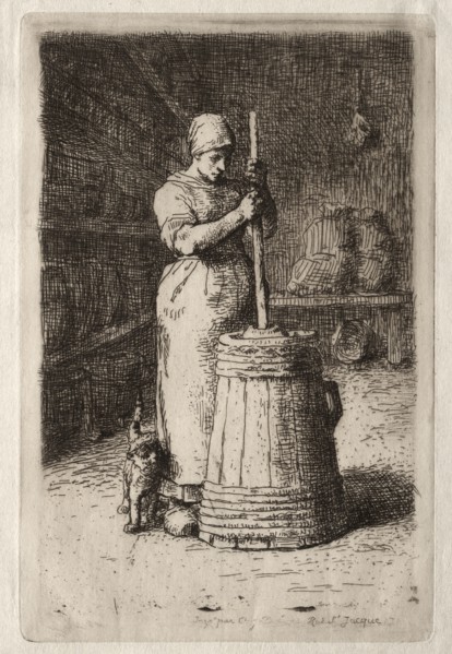 A Woman Churning. Creator: Jean-François Millet (French, 1814-1875).