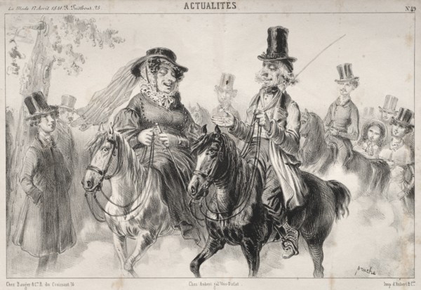 Actualités: Dis donc Madame Miroton il paraitrait que cest nous qui donnons le ton..., 1841. Creator: Clémente Pruche (French, 1831-1870).