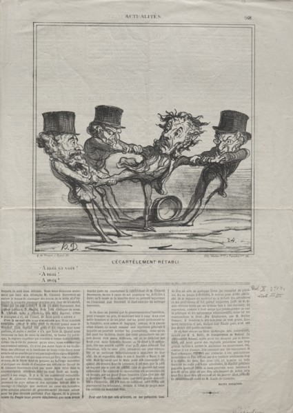 Actualities (No. 98): The quartering reinstated, 1869. Creator: Honoré Daumier (French, 1808-1879).