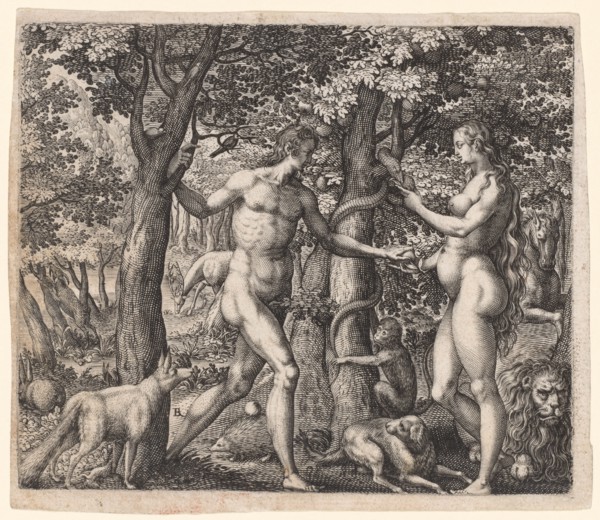 Adam and Eve, late 1500s. Creator: Robert Boissard (French, 1570-aft 1603).