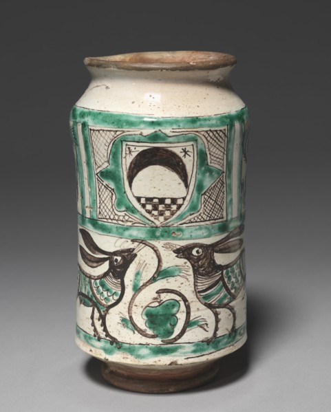 Albarello with Two Rabbits, 1300s. Creator: Unknown.