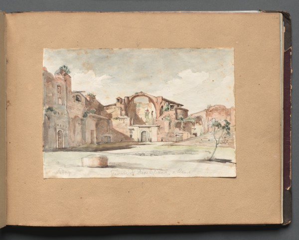 Album with Views of Rome and Surroundings, Landscape Studies, page 22a: "Terme di Diocleziano, Rome" Creator: Franz Johann Heinrich Nadorp (German, 1794-1876).