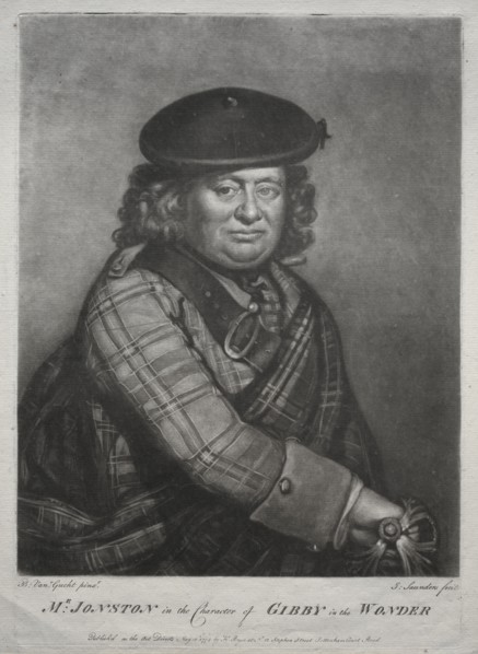 Alexander Jonston in the character of Gibby in "The Wonder", 1774. Creator: Joseph I Saunders (British).