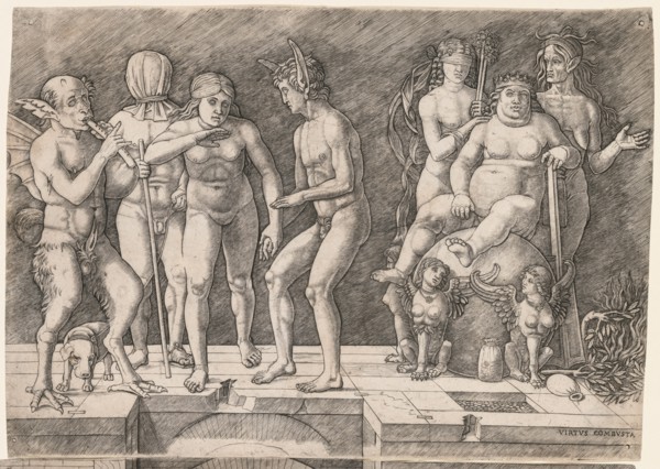 Allegory of the Fall of Ignorant Humanity: Virtus Combusta, c. 1500-1505. Creator: Giovanni Antonio da Brescia (Italian).