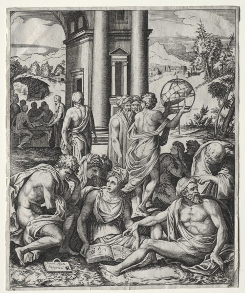 An Assembly of Scholars, c. 1515/1527. Creator: Marco Dente (Italian, c. 1486-1527).
