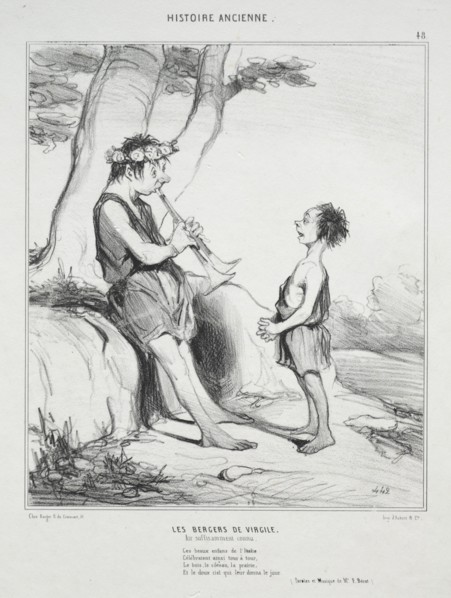 Ancient History, plate 48: The Shepherds of Virgil, 31 December 1842. Creator: Honoré Daumier (French, 1808-1879); Aubert.