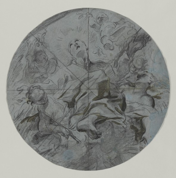 Apotheosis of a Saint (recto); Architectural Sketch(?) (verso), second half 17th century. Creator: Giovanni Battista Benaschi (Italian, 1636-1688).