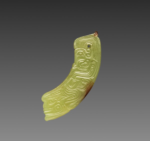 Arc Pendant with Human-like Figure, c. 1050-771 BC. Creator: Unknown.