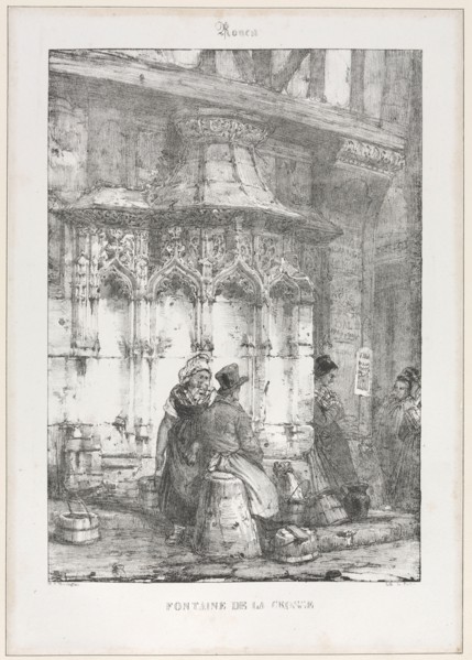Architectural Remains and Fragments: Rouen - Fontaine de la Crosse, 1827. Creator: Richard Parkes Bonington (British, 1802-1828).