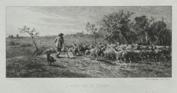 Arriving at the Field. Creator: Charles-Émile Jacque (French, 1813-1894).