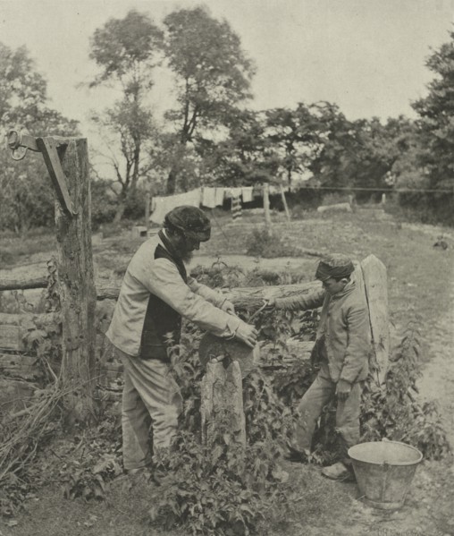 At the Grindstone--A Suffolk Farmyard, 1888. Creator: Peter Henry Emerson (British, 1856-1936); Sampson Low, Marston, Searle and Rivington.