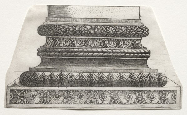 Base and Capital with Figure of Fame and Winged Horses (base), c. 1525-1550. Creator: Master G. A. with the man-trap (Italian, active 1525-50).