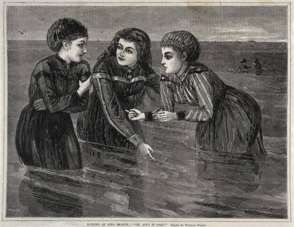 Bathing at Long Branch, - "Oh, Aint it Cold!", 1871. Creator: Winslow Homer (American, 1836-1910).