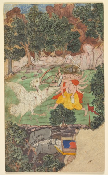 Battle of Ravana and Jatayu, from sarga (chapter) 49 of the Aranya-kanda (Book of the Forest)..., c. Creator: Unknown.
