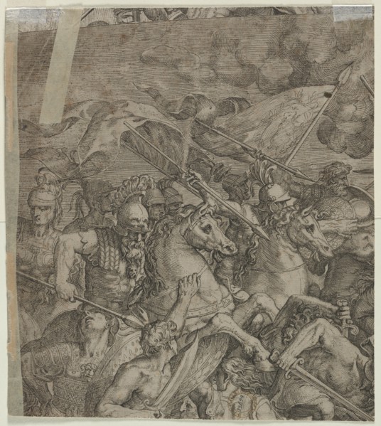 Battle of the Milvian Bridge (fragment) (verso), 1500s. Creator: Unknown.