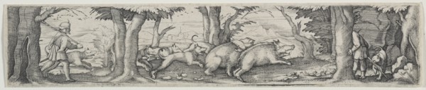 Boar Hunt. Creator: Virgilius Solis (German, 1514-1562).