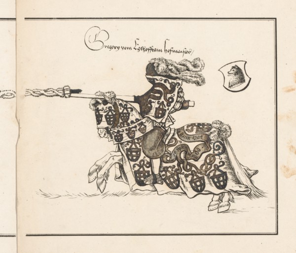 Book on Tournaments: Jouster Facing Left, 1817. Creator: Theobald Senefelder (German, 1777-1846); Clemens Senefelder (German, 1778-1813), and.