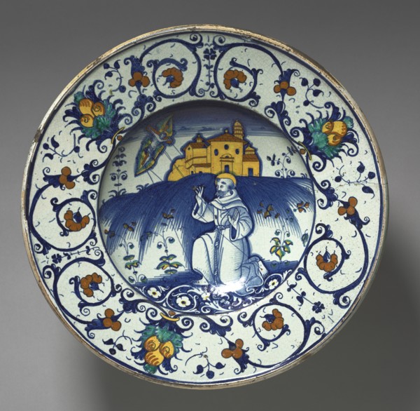 Bowl Depicting Saint Francis Receiving Stigmata, 1531. Creator: Unknown.