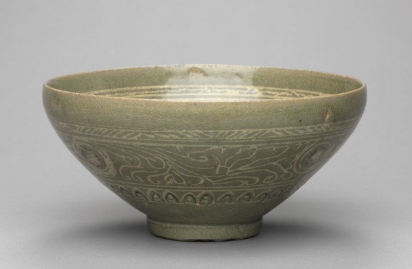 Bowl with Inlaid Waterfowl, Willow, and Reed Design, 1300s. Creator: Unknown.