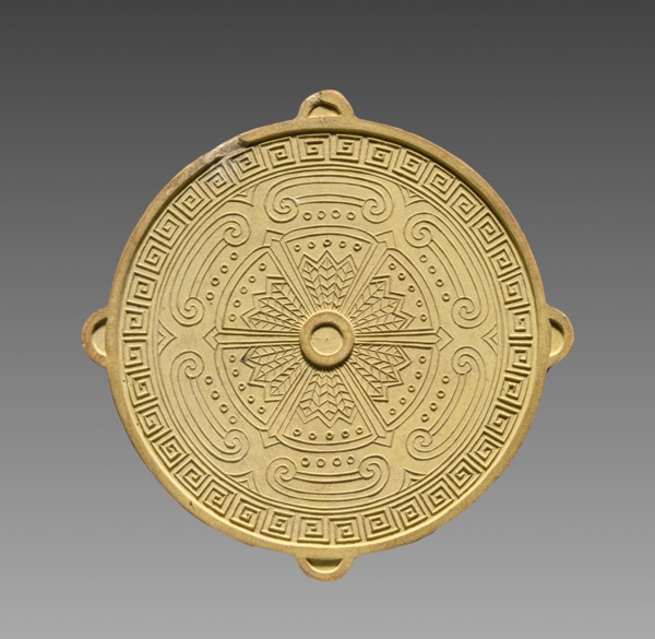 Box with Ink Cakes: Yellow Ink Stick in Shape of a Buddhist "Wheel of the Law", 1795-1820. Creator: Unknown.