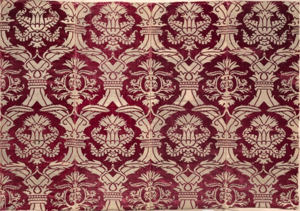 Brocaded velvet panel with Italianate pattern, 1575-1625. Creator: Unknown.