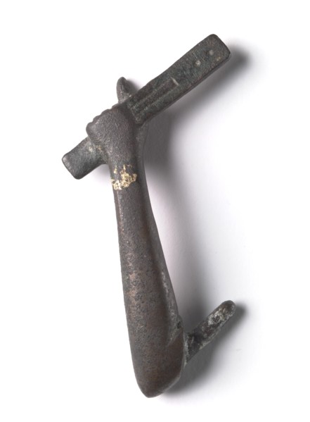 Bronze Mount from a "Shawabty Bundle": Arm with Scribe's Palette, c. 1336-1256 BC. Creator: Unknown.