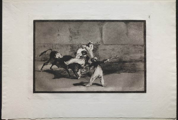 Bullfights: A Moor Caught by a Bull in the Ring, 1876. Creator: Francisco de Goya (Spanish, 1746-1828).