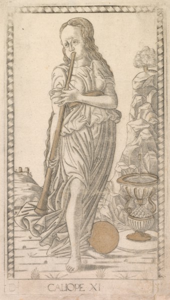 Calliope (from the Tarocchi series D: Apollo and the Muses, #11), before 1467. Creator: Master of the E-Series Tarocchi (Italian, 15th century).