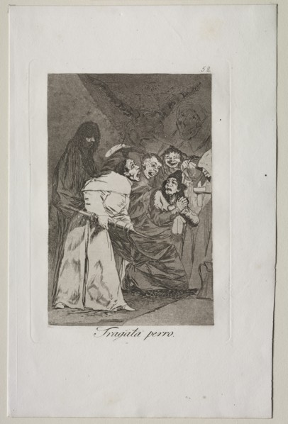 Caprichos: Swallow it, Dog!. Creator: Francisco de Goya (Spanish, 1746-1828).