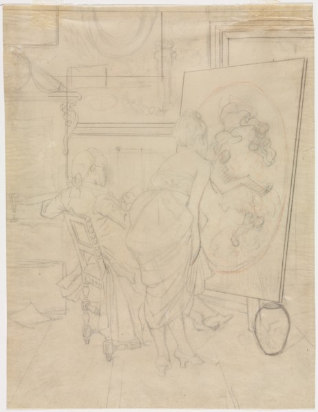 Cartoon for The Opinion of the Model. Creator: Charles Bargue (French, 1826-1883).