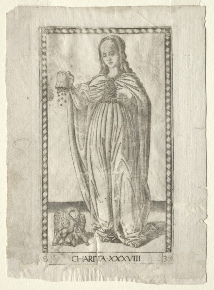 Charity (from the Tarocchi, series B: Cosmic Principles & Virtues, #38), before 1467. Creator: Master of the E-Series Tarocchi (Italian, 15th century).